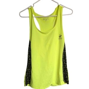 Beverly Hills Polo Club Yellow and Black Women's Racerback Athletic Large Top